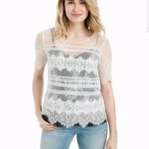 WHBM | ivory lace top | L